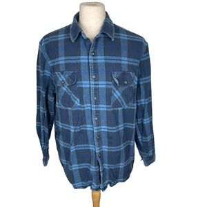 Anchorage Expedition Brawny Flannel Shirt Blue‎ Plaid Size XL